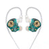 QKZ AK6 IEM in green variant with gold faceplate, offering customizable sound and premium build for audiophiles.
