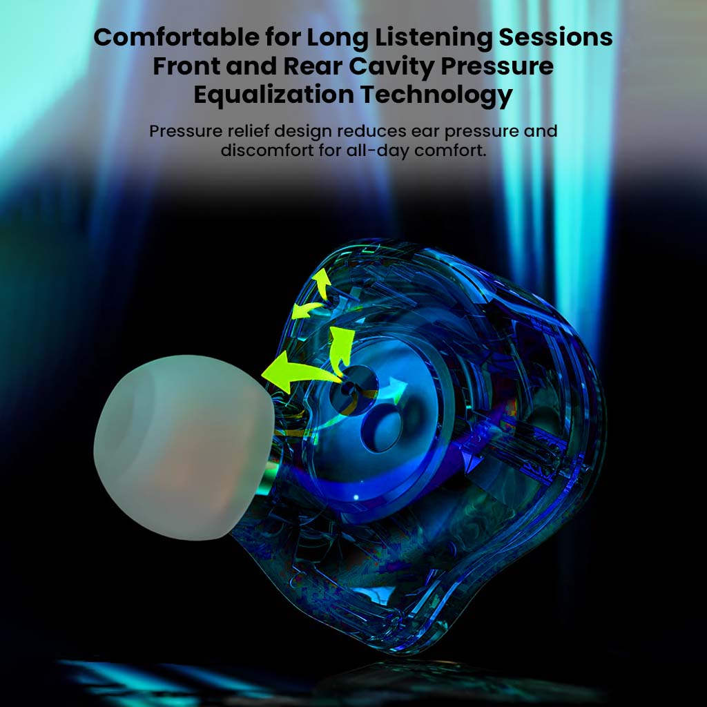 QKZ AK6 IEM with pressure equalization technology for long-lasting comfort and reduced ear fatigue during extended use.