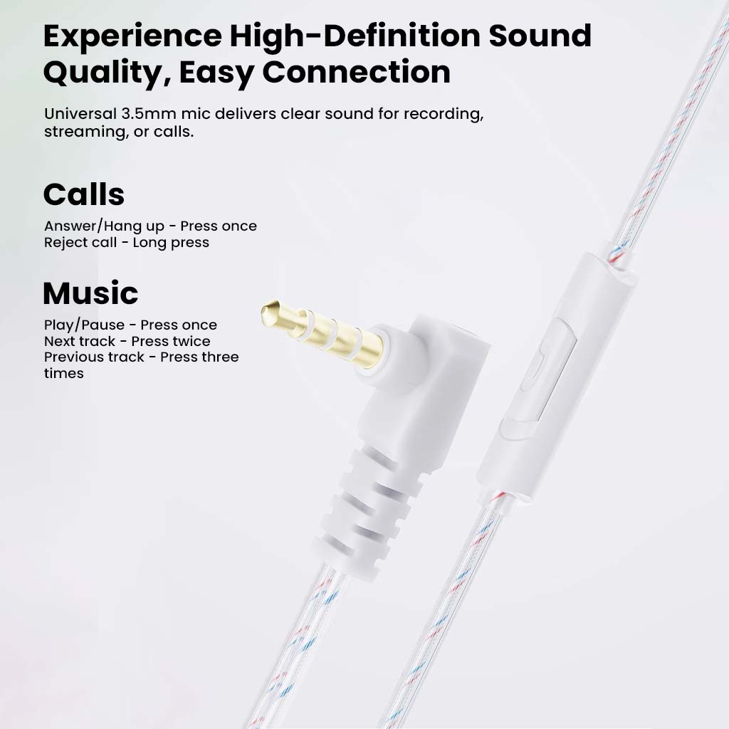 QKZ AK6 IEM inline mic with 3.5mm jack, supporting call and music control for seamless audio experience on mobile devices.