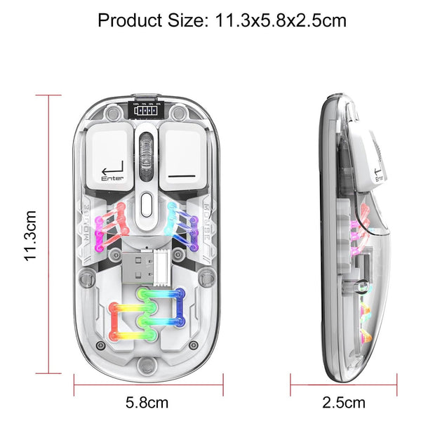 TECPHILE - M111 Transparent Dual Mode Wireless Bluetooth Mouse - 31