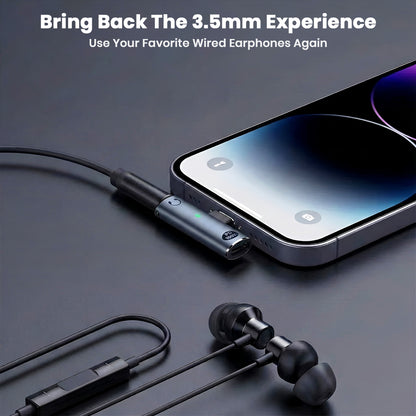 AUDIOCULAR A14X adapter restoring 3.5mm headphone functionality to modern smartphones with USB-C ports.