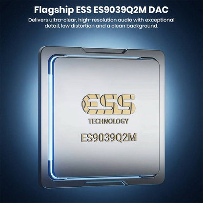 Fosi Audio MD3 ESS ES9039Q2M DAC chip close-up with branding