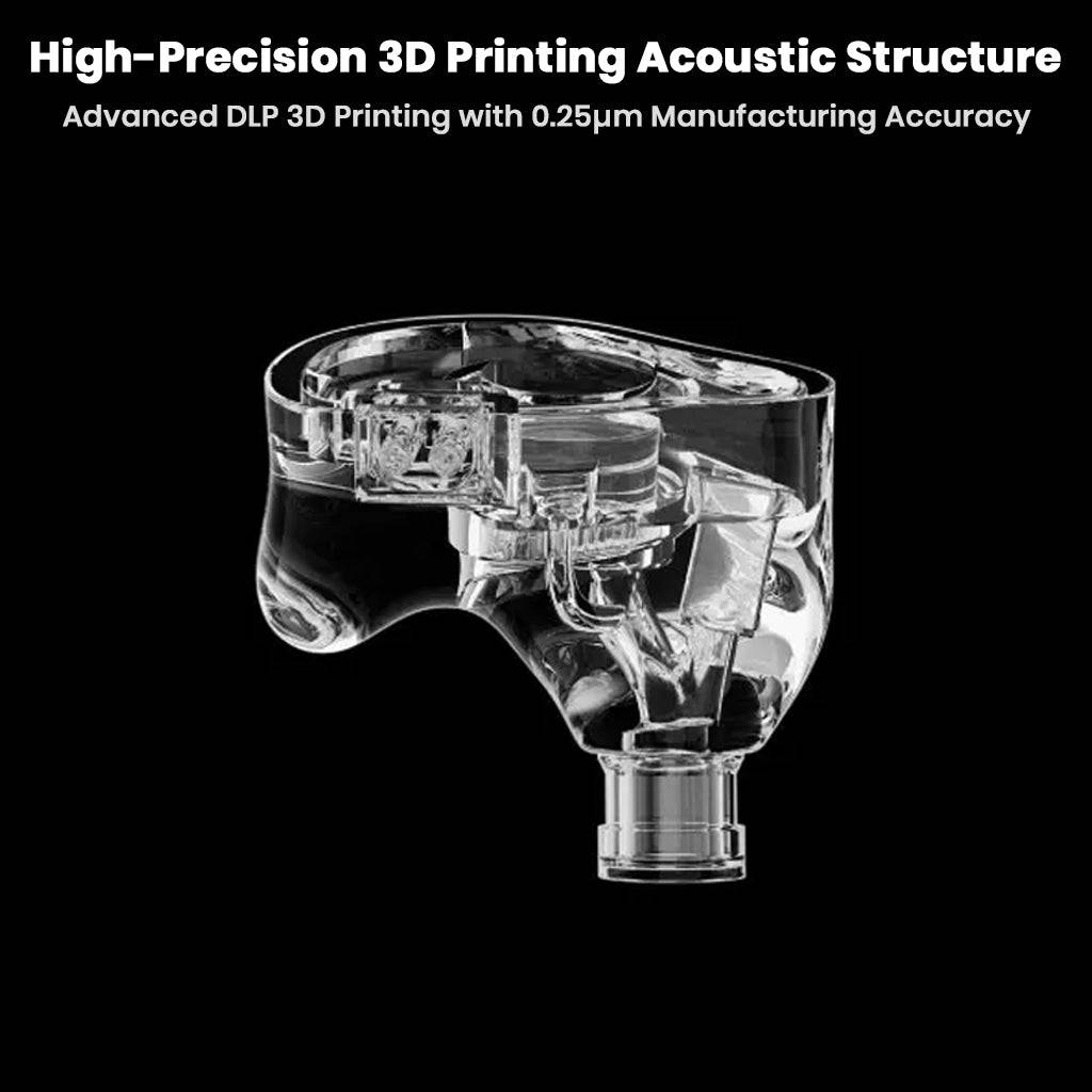 EPZ G30 IEM showcasing high-precision 3D printed acoustic structure with 0.25μm accuracy for superior audio performance.