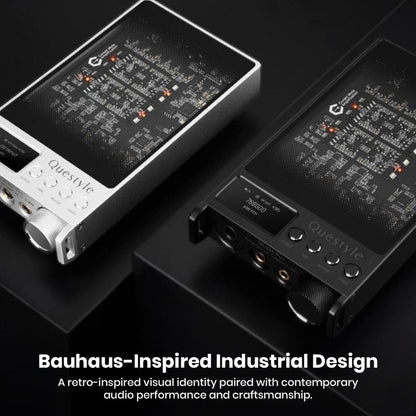 Questyle SIGMA Pro DAC/Amp showcases Bauhaus-inspired industrial design with premium build quality and modern audio craftsmanship.