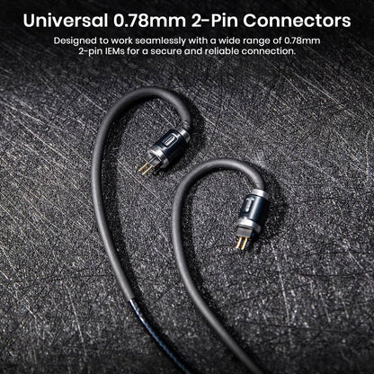 Close-up of 2-pin connectors and braided cable