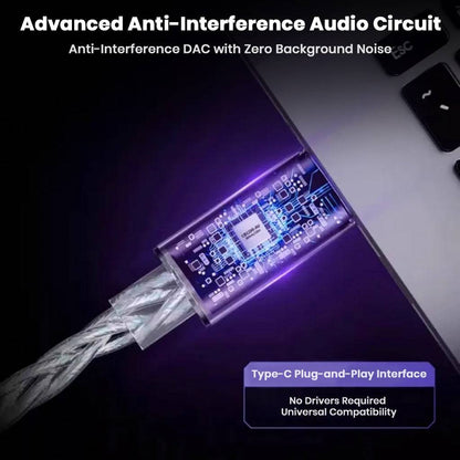 EPZ G30 Gaming IEM uses advanced anti-interference DAC with Type-C plug for zero background noise and universal compatibility without drivers.
