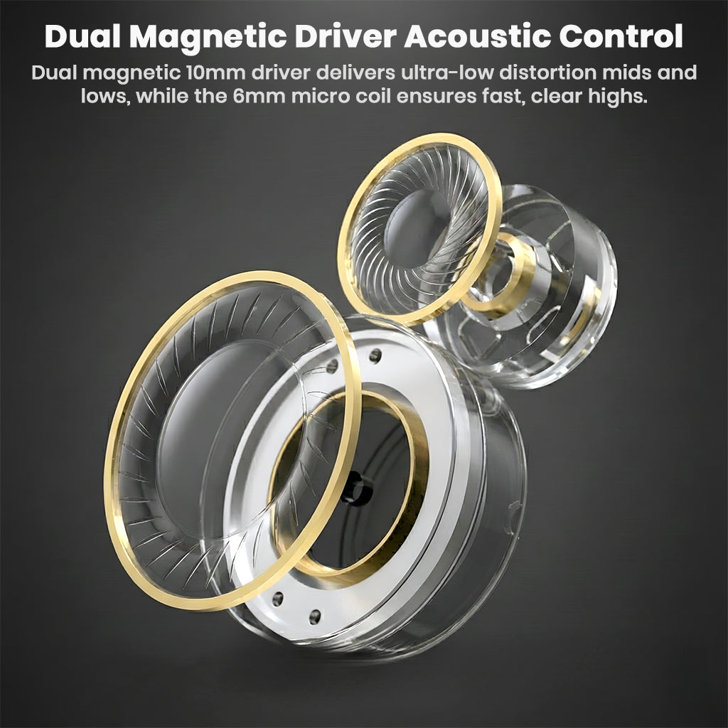 Dual magnetic driver architecture in STA Pro IEM ensures ultra-low distortion mids and lows with clear, fast highs.
