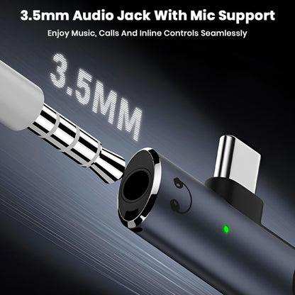 Close-up of AUDIOCULAR A14X 3.5mm audio jack with mic support, perfect for calls, music, and inline controls.