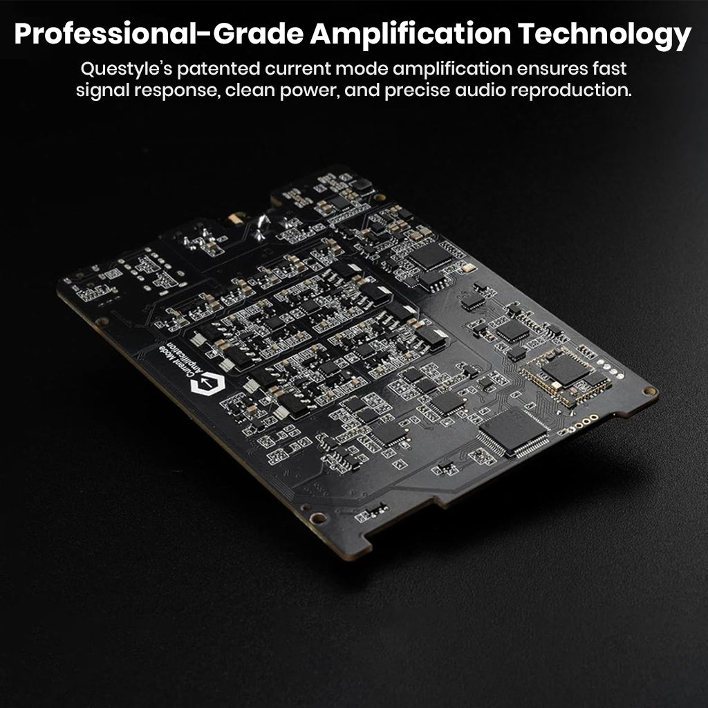 Questyle SIGMA Pro features patented current mode amplification for fast signal response and clean, professional-grade audio output.
