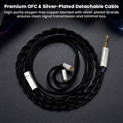 Premium OFC and silver-plated detachable cable for EarAcoustic STA Pro IEM ensures clean signal transmission and minimal loss.
