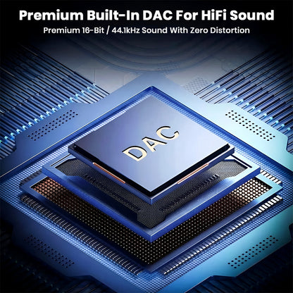 Premium DAC chip inside AUDIOCULAR A14X adapter, delivering 16-bit/44.1kHz HiFi sound with zero distortion.