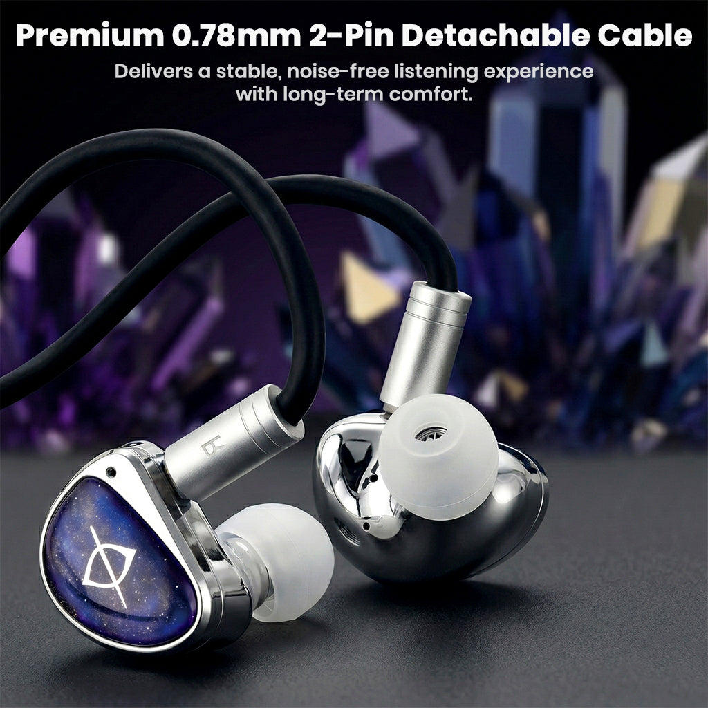 STA Pro IEMs with 0.78mm 2-pin detachable cable for stable, noise-free listening and long-term comfort.