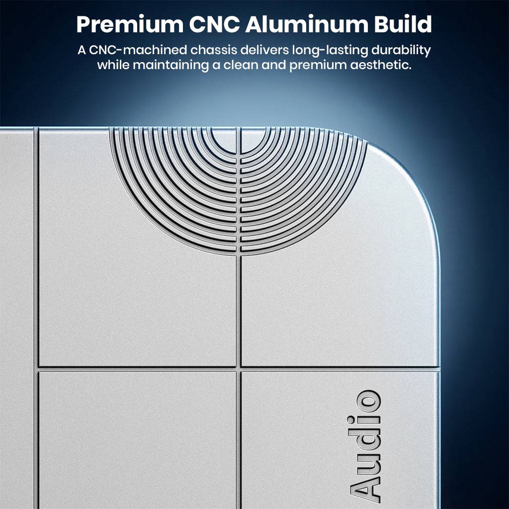 CNC aluminum build of audio device with premium aesthetic