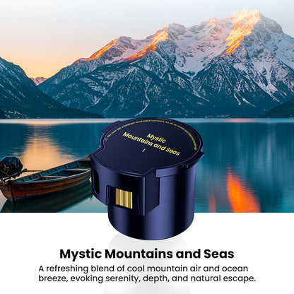 Mystic Mountains and Seas Aroma cartridge for P3 Car Air Freshener, combining mountain air and ocean breeze for a serene driving experience.
