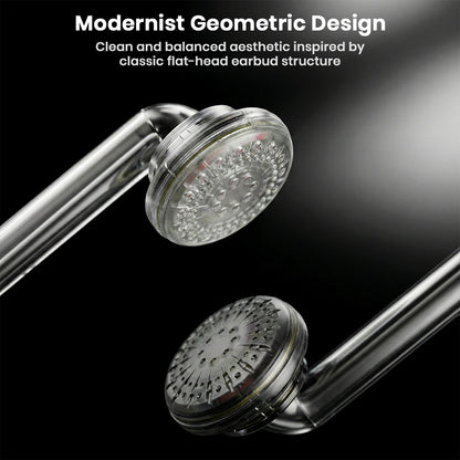Modernist geometric design of MOONDROP Nice Buds inspired by classic flat-head earbuds, combining style with acoustic performance.
