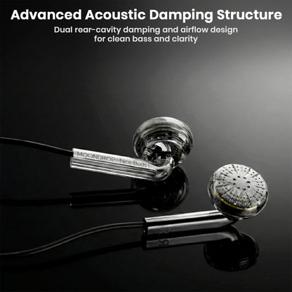 MOONDROP Nice Buds feature advanced acoustic damping with dual rear-cavity design for clean bass and improved audio clarity.