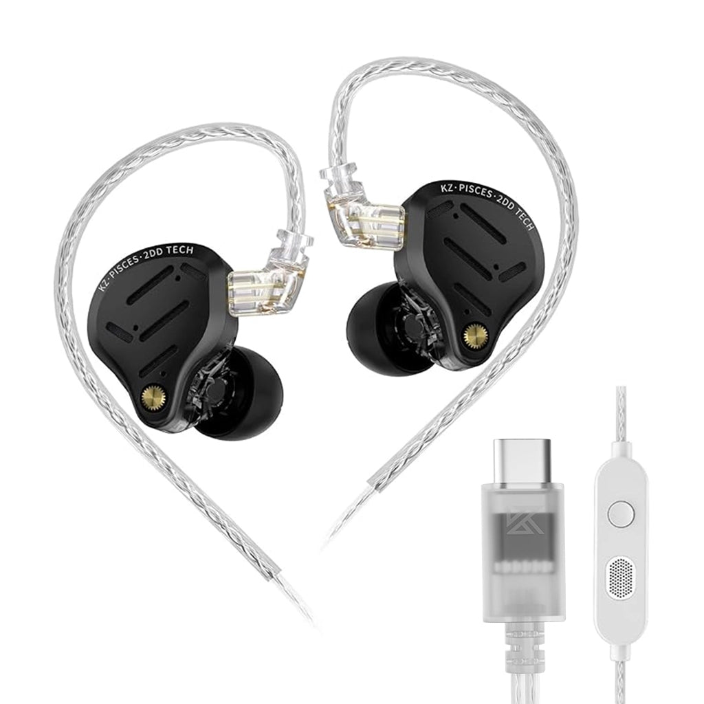 Pair of in-ear headphones with a cable and remote on a white background
