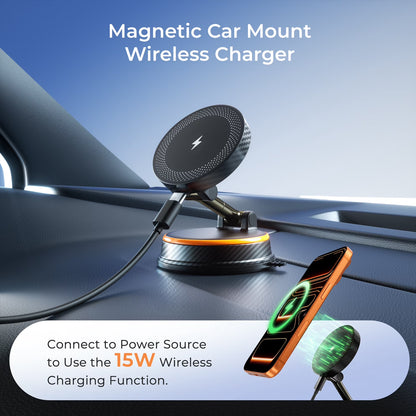 TECPHILE - 2 IN 1 360° Vacuum Magnetic Phone Holder with Wireless Charging