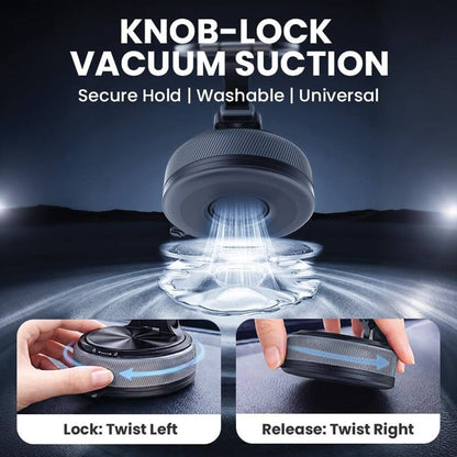 2 IN 1 360° Vacuum Magnetic Phone Holder for Car, MagSafe Compatible Mobile Stand, Detachable Ring, 360° Triple Axis Windshield Holder, N52 Strong Magnet Compatible with iPhone & All Smartphones
