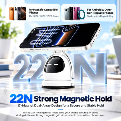 strong 22N magnetic hold of the magnetic vacuum car phone holder with a smartphone