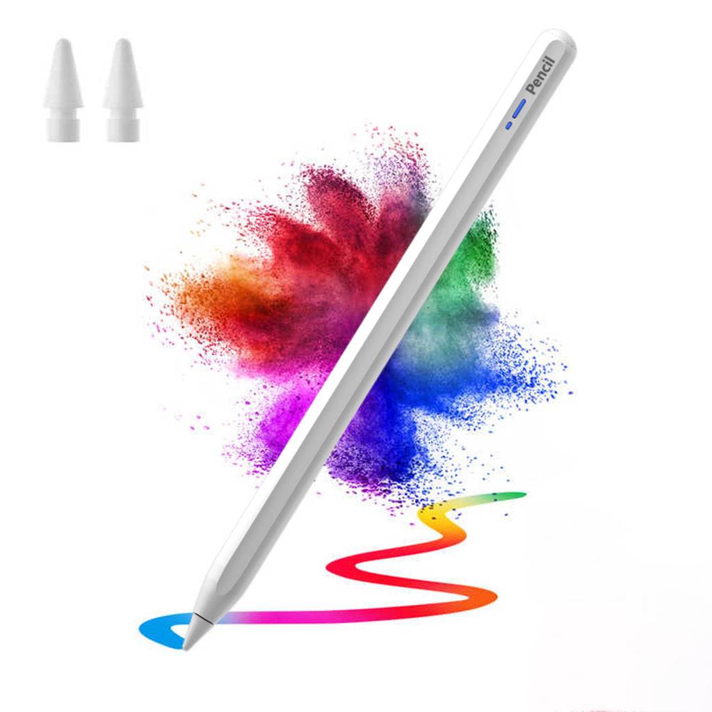 TECPHILE BP20 Pro Stylus Pen with colorful digital trail and two replacement nibs, ideal for creative iPad drawing and note-taking.