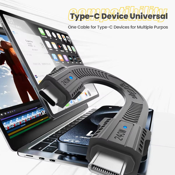 TECPHILE - PD240W 80Gbps Type C Male to Type C Male FPC Cable (13CM) - 9