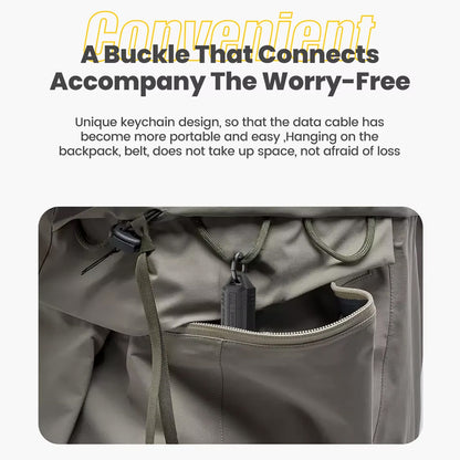TECPHILE USB4.0 Cable with keychain buckle design, perfect for attaching to backpacks or belts for secure and convenient portability.