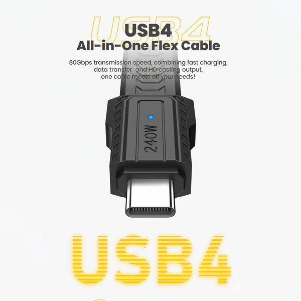 TECPHILE - PD240W 80Gbps Type C Male to Type C Male FPC Cable (13CM) - 7