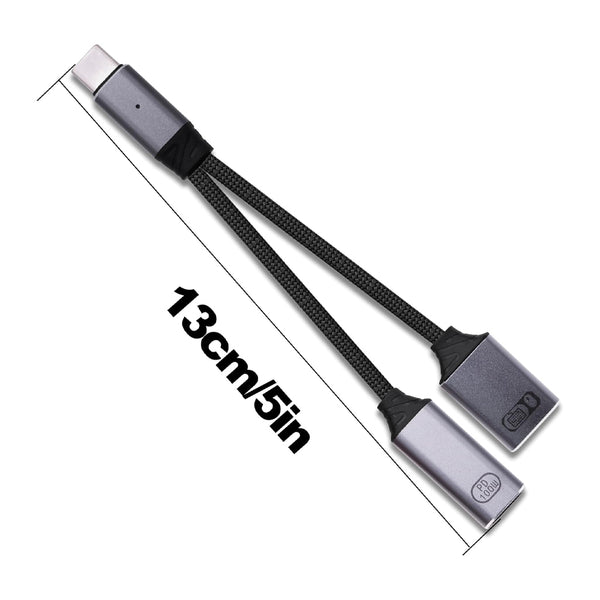 TECPHILE- 2-in-1 Type-C to 100W PD USB C/USB-A OTG Splitter Cable (13CM) - 10
