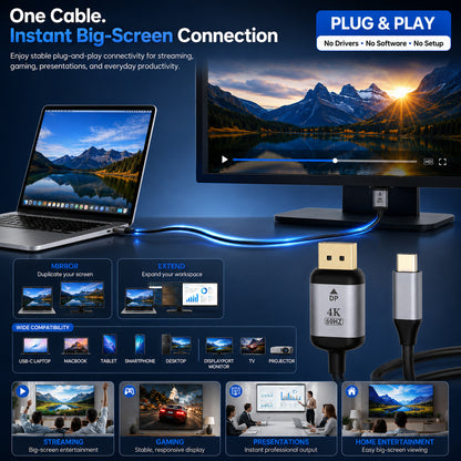TECPHILE USB Type C to Mini Display Port/ Display Port Cable