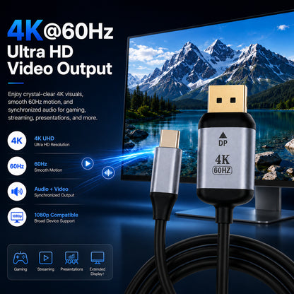 TECPHILE USB Type C to Mini Display Port/ Display Port Cable
