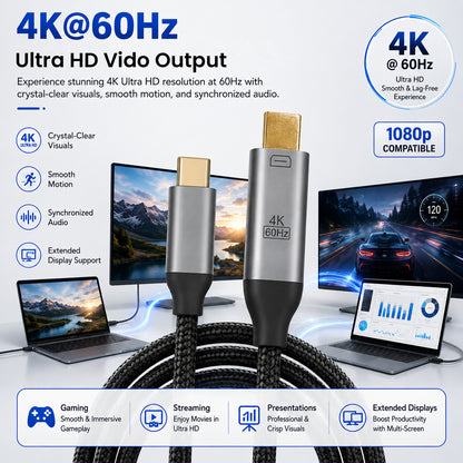 TECPHILE USB Type C to Mini Display Port/ Display Port Cable