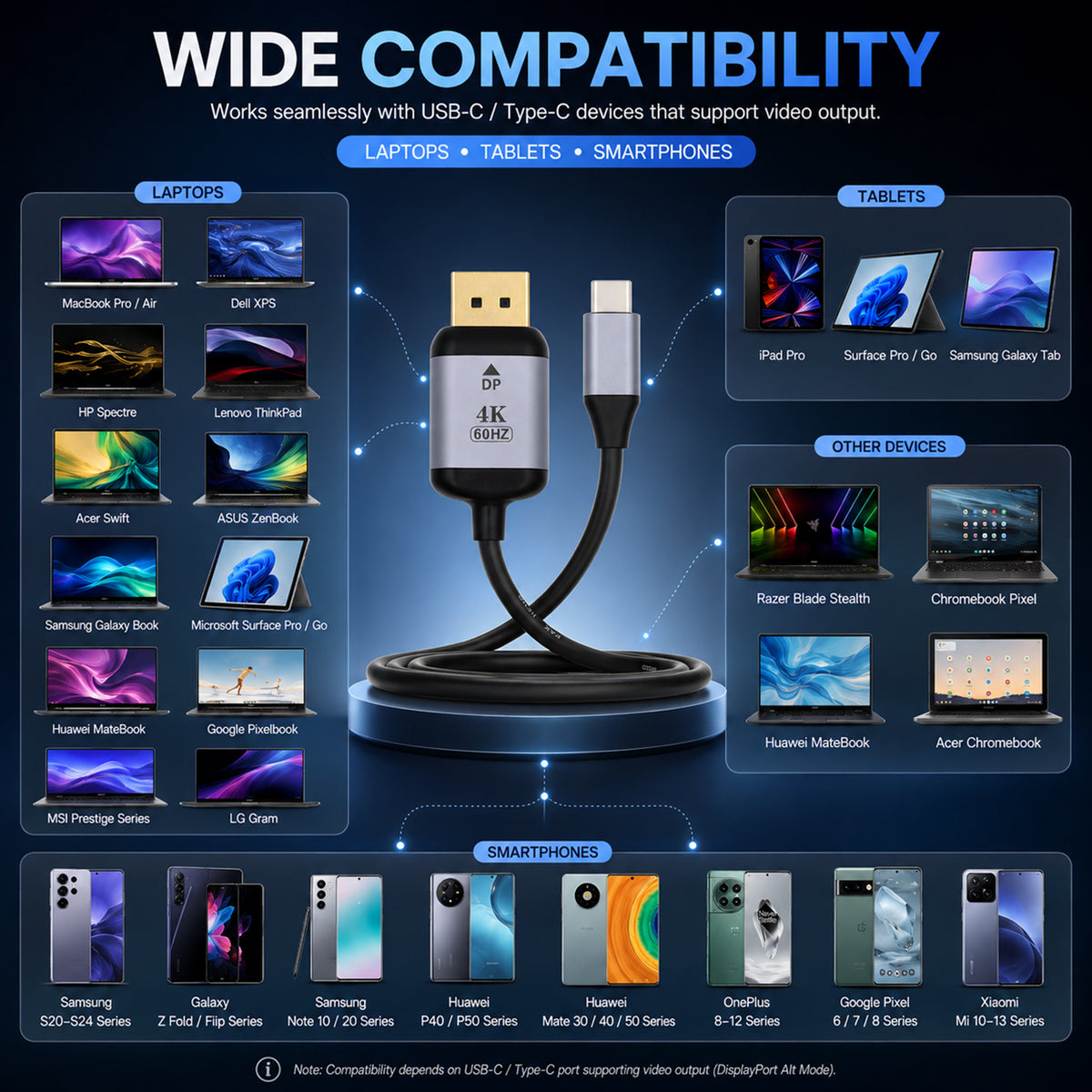 TECPHILE USB Type C to Mini Display Port/ Display Port Cable