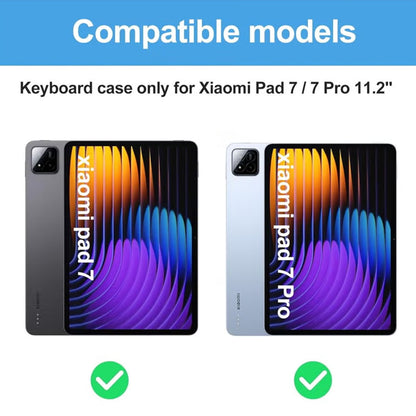 Compatibility chart for MK-M7112 Magic keyboard case, designed exclusively for Xiaomi Pad 7 and 7 Pro 11.2-inch tablets.