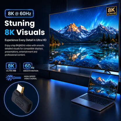 Large 8K Ultra HD TV screen showcasing detailed visuals, emphasizing 8K@60Hz video quality for immersive viewing.