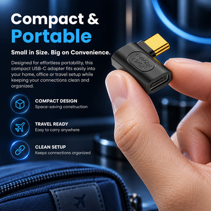 Close-up of a USB-C adapter plugged into a laptop, illustrating quick and easy plug-and-play connectivity with a sleek black design.