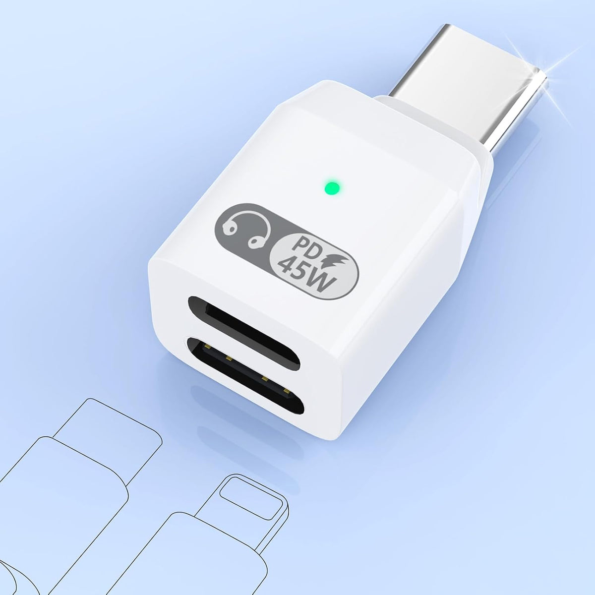 TECPHILE- 2-in-1 Type-C to Lightning Headphone Adapter with 45W Fast Charging