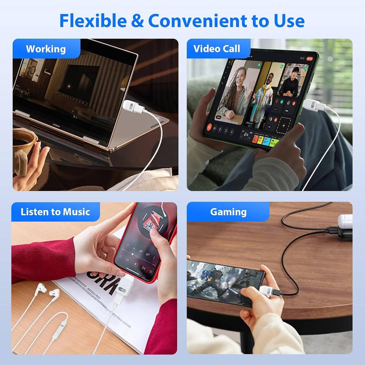 TECPHILE- 2-in-1 Type-C to Lightning Headphone Adapter with 45W Fast Charging