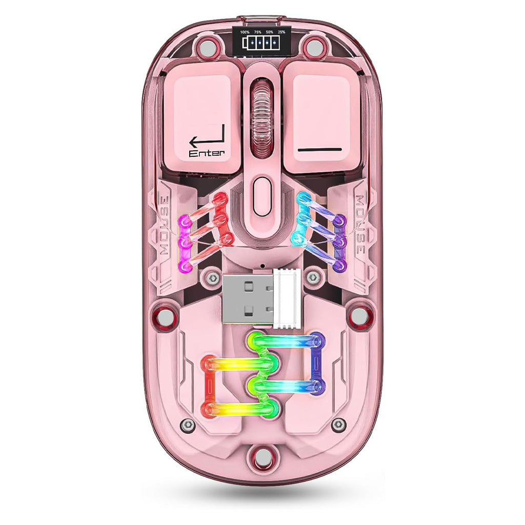 wireless bluetooth mouse transparent peach rgb light