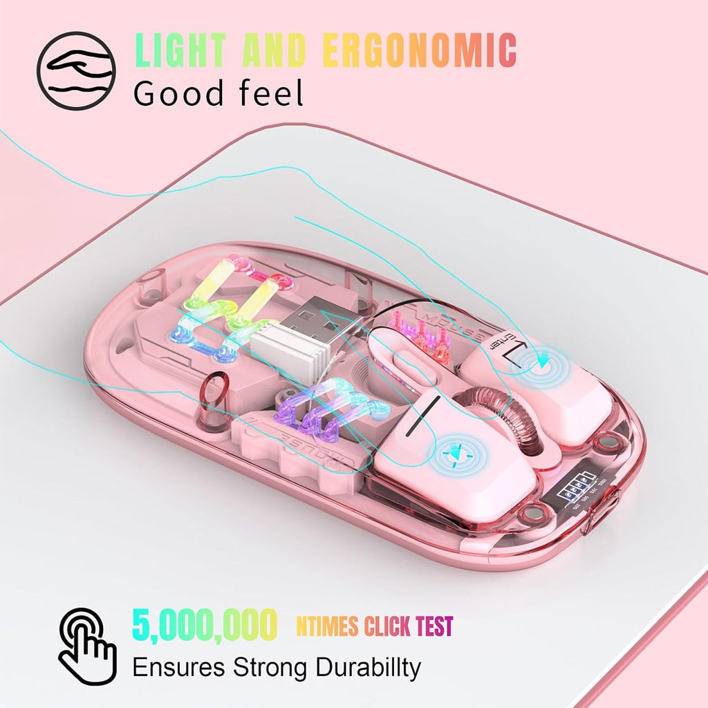 wireless bluetooth mouse transparent peach rgb light 1
