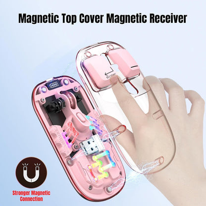 wireless bluetooth mouse transparent peach rgb light magnetic