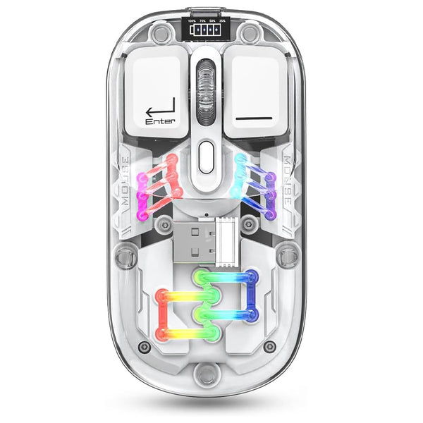 TECPHILE - M111 Transparent Dual Mode Wireless Bluetooth Mouse - 26