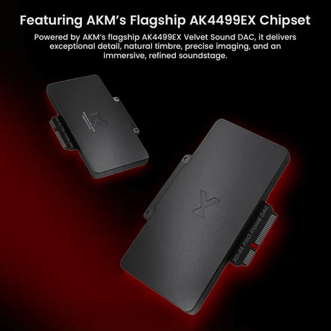xDuoo XD05 Pro DAC Card featuring AKM AK4499EX chipset, delivering refined soundstage and precise imaging for audiophile-grade performance.