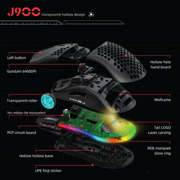 HXSJ - J900 RGB Wired Gaming Mouse - 10