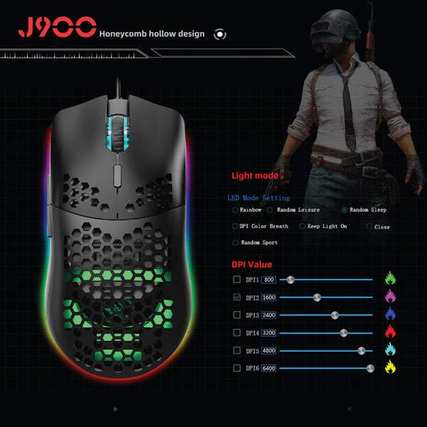 HXSJ - J900 RGB Wired Gaming Mouse - 3