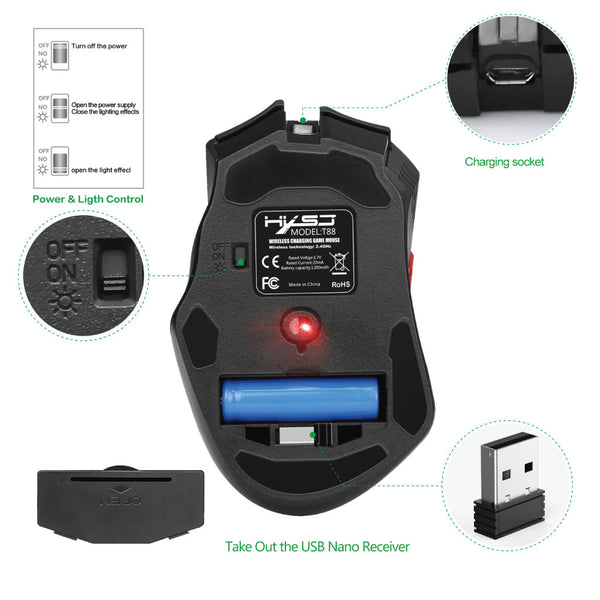 HXSJ - T88 Wireless Gaming Mouse - 9
