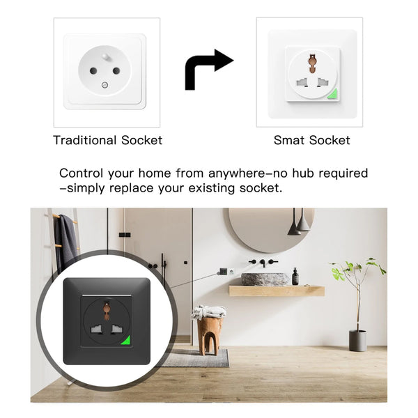 MOES - WiFi Smart Light Wall Switch Socket Outlet - 4