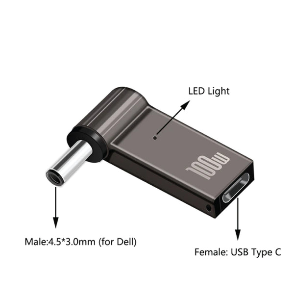 TECPHILE - 100W Female Type-C to Dell Laptop Adapter - 2