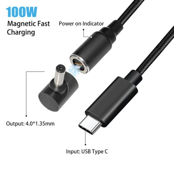 TECPHILE - 100W Magnetic Charging Cable with Adapter for Asus Zenbook - 3