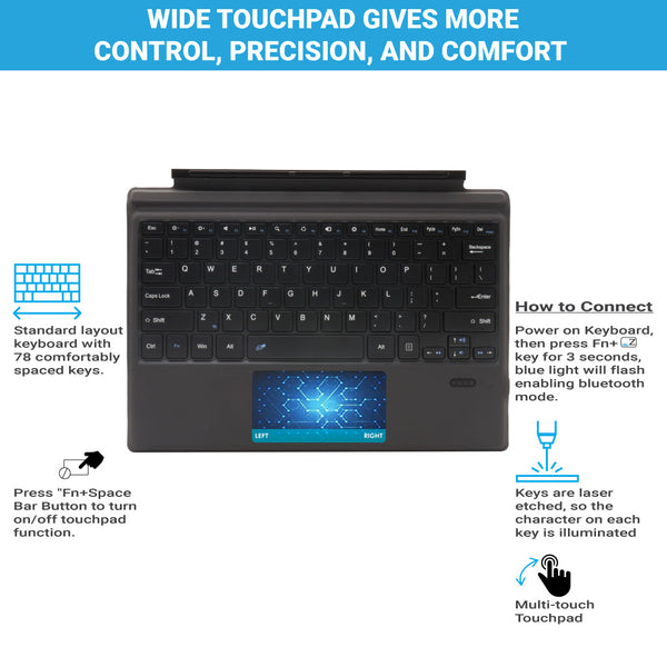 TECPHILE - 1089A-C-Wireless Magnetic Keyboard For Surface Pro 3,4,5,6,7 - 2